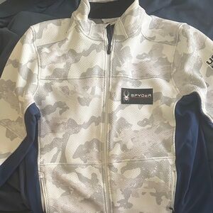 Spyder Men’s US Ski team Camo Zip Up - White and blue